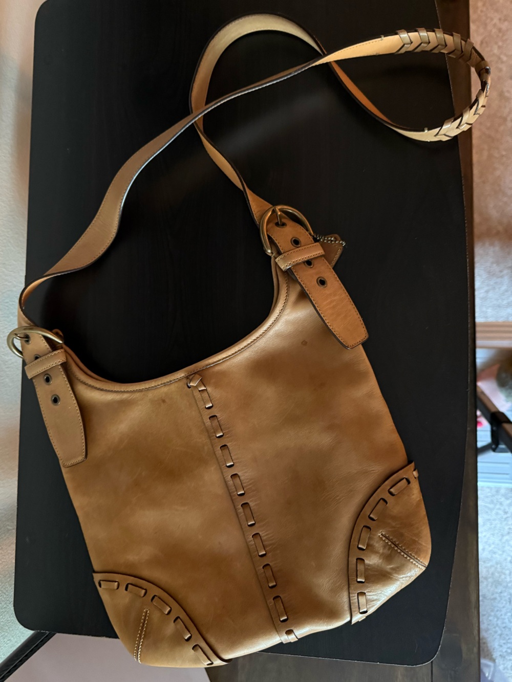 Coach Soho Tan Leather Crossbody Bag with Braided Strap